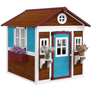 Outsunny Wooden Playhouse for Kids Outdoor Wendy House with Doors, Windows, Plant Pots, Boxes, for 3-8 Years Dark Brown Outsunny Wooden Playhouse for Kids Outdoor Wendy House with Doors, Windows, Plant Pots, Boxes, for 3-8 Years Dark Brown