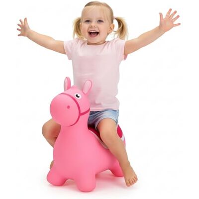 Curvaso Animal Bouncy Hopper with Pump for Kids Inflatable Ride-On Toys Gift, Indoor & Outdoor, Pink Donkey Curvaso Animal Bouncy Hopper with Pump for Kids Inflatable Ride-On Toys Gift, Indoor & Outdoor, Pink Donkey