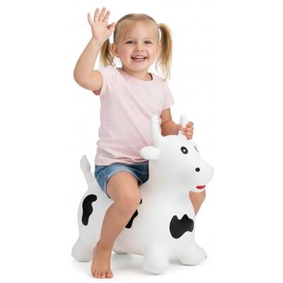 Curvaso Animal Bouncy Hopper with Pump for Kids Inflatable Ride-On Toys Gift, Indoor & Outdoor, White Bull Cow Curvaso Animal Bouncy Hopper with Pump for Kids Inflatable Ride-On Toys Gift, Indoor & Outdoor, White Bull Cow