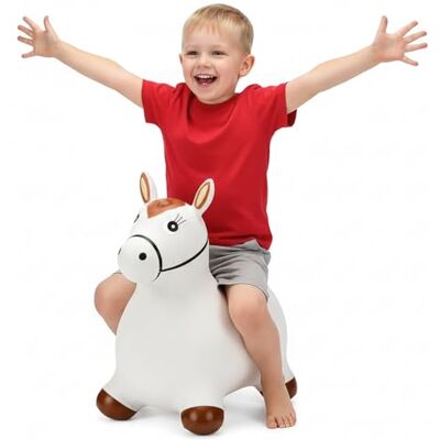 Curvaso Animal Bouncy Hopper with Pump for Kids Inflatable Ride-On Toys Gift, Indoor & Outdoor, Grey Horse, PA15401 Curvaso Animal Bouncy Hopper with Pump for Kids Inflatable Ride-On Toys Gift, Indoor & Outdoor, Grey Horse, PA15401