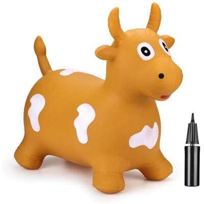 Curvaso Animal Bouncy Hopper with Pump for Kids Inflatable Ride-On Toys Gift, Indoor & Outdoor, Yellow Bull Cow PA04018 Curvaso Animal Bouncy Hopper with Pump for Kids Inflatable Ride-On Toys Gift, Indoor & Outdoor, Yellow Bull Cow PA04018