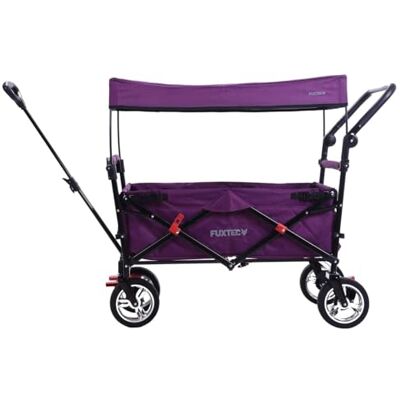 Fuxtec Foldable Handcart FX-CT700 Purple Premium Folding Wagon with UV Sun Canopy Padded Interior Rear Storage Pocket 75kg Capacity Fuxtec Foldable Handcart FX-CT700 Purple Premium Folding Wagon with UV Sun Canopy Padded Interior Rear Storage Pocket 75kg Capacity