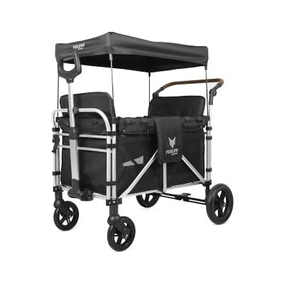 Fuxtec FUXLIFE FX-CTXL900 XL Foldable 4-Seater Handcart Black Family Wagon with UPF 50+ Canopy, 5-Point Harnesses, Suspension Wheels, Push & Pull Handles, 75 kg Load Capacity Fuxtec FUXLIFE FX-CTXL900 XL Foldable 4-Seater Handcart Black Family Wagon with UPF 50+ Canopy, 5-Point Harnesses, Suspension Wheels, Push & Pull Handles, 75 kg Load Capacity