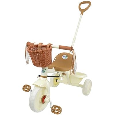 MoVe Girls 53cm Trike with Basket & Tassels Kids Front Pedal Tricycle with Rear Bucket Retro Cream & Brown Adjustable Handlebars with Parental Steering Handle MoVe Girls 53cm Trike with Basket & Tassels Kids Front Pedal Tricycle with Rear Bucket Retro Cream & Brown Adjustable Handlebars with Parental Steering Handle