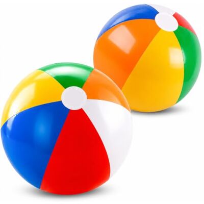 SOOZR 2 Pcs Inflatable Rainbow Beach Balls, Pool And Outdoor Game Balls Easy To Inflate And Deflate, Bright Rainbow Panels, Lightweight Tossing Ball, For Pool Beach And Garden Play SOOZR 2 Pcs Inflatable Rainbow Beach Balls, Pool And Outdoor Game Balls Easy To Inflate And Deflate, Bright Rainbow Panels, Lightweight Tossing Ball, For Pool Beach And Garden Play