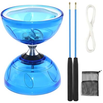 Rppiup Triple Bearing Diabolo Set, Diablo Toy Juggling Set with 2 Professional Pole and Net Bag, Flywheel Circus Tool for Adult Beginners and Professionals, Kids, Elderly (BLUE) Rppiup Triple Bearing Diabolo Set, Diablo Toy Juggling Set with 2 Professional Pole and Net Bag, Flywheel Circus Tool for Adult Beginners and Professionals, Kids, Elderly (BLUE)
