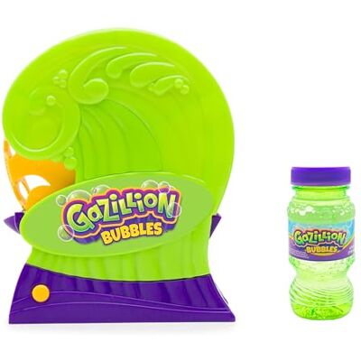 Gazillion Bubbles Premium Rollin Wave Bubble Machine I Unleashes an Endless Flow of Bubbles I Includes safe non toxic 4oz premium solution I For Kids ages 3+ Gazillion Bubbles Premium Rollin Wave Bubble Machine I Unleashes an Endless Flow of Bubbles I Includes safe non toxic 4oz premium solution I For Kids ages 3+