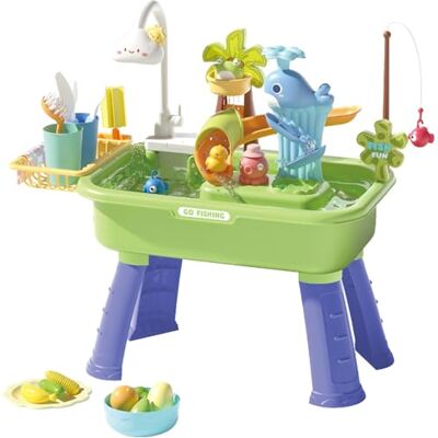 Ngbbby Water Table for Toddlers 1-3, Kids Water Table, Electric Play Sink With Running & Removable Legs, Educational Play Sink With 180° Rotating Faucet for Park, Nursery, Garden, Green Ngbbby Water Table for Toddlers 1-3, Kids Water Table, Electric Play Sink With Running & Removable Legs, Educational Play Sink With 180° Rotating Faucet for Park, Nursery, Garden, Green