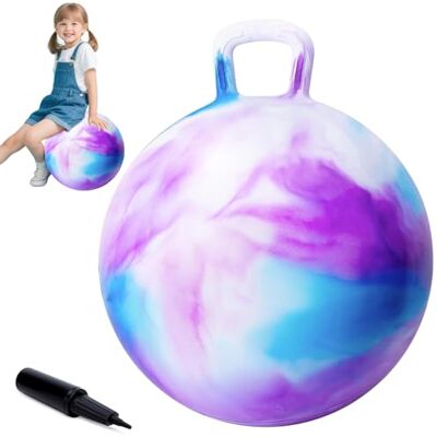 Peldris Space Hopper, 22 Inch Hopper Ball with Pump for Kids, Inflatable Jumping Ball with Handle for Indoor Outdoor Play, Large Inflatable Hopping Balls for Boys Girls (Blue-Purple) Peldris Space Hopper, 22 Inch Hopper Ball with Pump for Kids, Inflatable Jumping Ball with Handle for Indoor Outdoor Play, Large Inflatable Hopping Balls for Boys Girls (Blue-Purple)