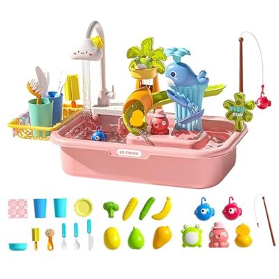 Ngbbby Water Table for Toddlers 1-3, Kids Water Table Removable Electric Play Sink with Running Educational Play Sink with 180° Rotating Faucet for Kids, Park, Nursery, Garden, Style 1 Ngbbby Water Table for Toddlers 1-3, Kids Water Table Removable Electric Play Sink with Running Educational Play Sink with 180° Rotating Faucet for Kids, Park, Nursery, Garden, Style 1