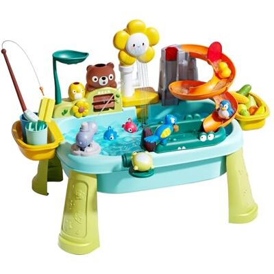 TusaMer Play Sink With Running Water, Toddler Water Play Table Multi-functional Kids Toy Sink With Adjustable Legs, Blue Toddler Toy with Running Kids with TusaMer Play Sink With Running Water, Toddler Water Play Table Multi-functional Kids Toy Sink With Adjustable Legs, Blue Toddler Toy with Running Kids with