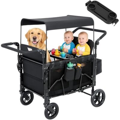 Aptliton Wagon for Kids to Sit In, 4-Seater Stroller Wagon with 5-Point Harness, Snack Tray, Storage Bag, Adjustable Push-Pull Handle, Kids Wagon with Waterproof & Sun-Proof Canopy, Folded Size 15"×25.2"×26.8 Aptliton Wagon for Kids to Sit In, 4-Seater Stroller Wagon with 5-Point Harness, Snack Tray, Storage Bag, Adjustable Push-Pull Handle, Kids Wagon with Waterproof & Sun-Proof Canopy, Folded Size 15"×25.2"×26.8