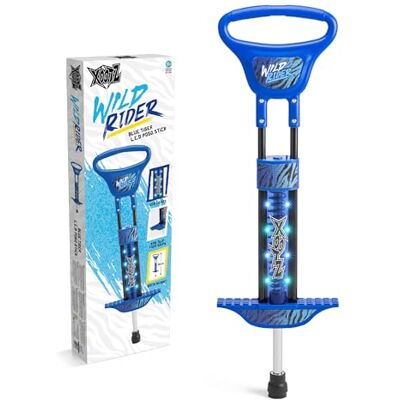 Xootz Wild Rider LED Pogo Stick for Kids, Light Up Bounce Toy, Girls & Boys Aged 5+, Blue Tiger Design Xootz Wild Rider LED Pogo Stick for Kids, Light Up Bounce Toy, Girls & Boys Aged 5+, Blue Tiger Design