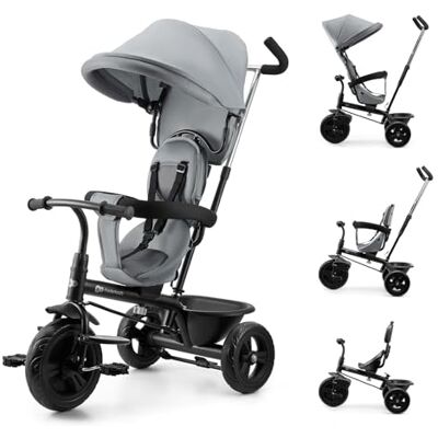Kinderkraft FREEWAY 2, Baby Trike, 360° Swivel Seat, Freewheel Function, 3-Point Harness, Central Brake, 9 Months to 5 Years, Grey Kinderkraft FREEWAY 2, Baby Trike, 360° Swivel Seat, Freewheel Function, 3-Point Harness, Central Brake, 9 Months to 5 Years, Grey