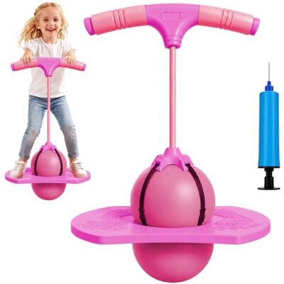 Peldris Pogo Ball with Handle, Balance Jumping Ball with Ball Pump and Non-Slip Foot Pads, Bouncing Fun Pogo Stick Toy for Kids Boys Girls for Indoor Outdoor Balance Training Fitness (Pink) Peldris Pogo Ball with Handle, Balance Jumping Ball with Ball Pump and Non-Slip Foot Pads, Bouncing Fun Pogo Stick Toy for Kids Boys Girls for Indoor Outdoor Balance Training Fitness (Pink)