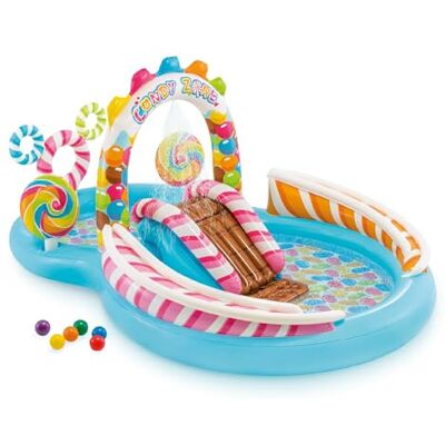 Intex Candy Zone Inflatable Play Center, 116" X 75" X 51", for Ages 2+ Blue Intex Candy Zone Inflatable Play Center, 116" X 75" X 51", for Ages 2+ Blue