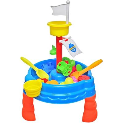 Quickdraw Kids Sand and Water Play Table – Blue 16 Piece Pirate Boat Themed Sensory Activity Set with Crows Nest, Spinners, Moulds & Accessories – Indoor & Outdoor Toy for Children Aged 3+ – 56cm x 38cm x 38cm Quickdraw Kids Sand and Water Play Table – Blue 16 Piece Pirate Boat Themed Sensory Activity Set with Crows Nest, Spinners, Moulds & Accessories – Indoor & Outdoor Toy for Children Aged 3+ – 56cm x 38cm x 38cm