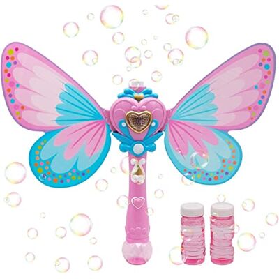 Kidoloop Kidloop Magic Bubble Wand Blower, Musical Light Up Butterfly Fairy Stick Bubbles Marker Toy for Kids, Party Wedding Outdoor Activity Bubble Machine with 2 Bottle Bubbles Refill (Pink) Kidoloop Kidloop Magic Bubble Wand Blower, Musical Light Up Butterfly Fairy Stick Bubbles Marker Toy for Kids, Party Wedding Outdoor Activity Bubble Machine with 2 Bottle Bubbles Refill (Pink)