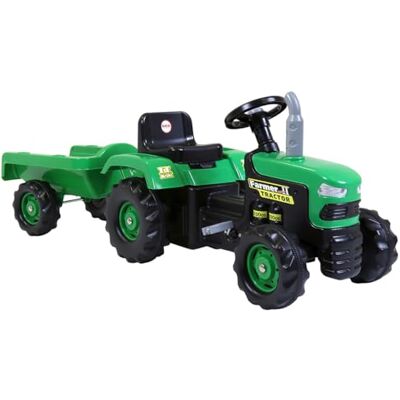 DOLU 8053 Children's Ride On Easy to Control Tractor with Trailer and Working Horns with Actual Beeping Sound Pedal Power Ride-on & Trailer for Kids Aged 3 to 5 (Green and Black) DOLU 8053 Children's Ride On Easy to Control Tractor with Trailer and Working Horns with Actual Beeping Sound Pedal Power Ride-on & Trailer for Kids Aged 3 to 5 (Green and Black)