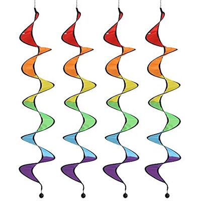 DONGKER 4pcs Rainbow Wind Spinner, 43" Rainbow Curlie Spinner Hanging Rainbows Wind Twister for Yard Tent Garden Outdoor Lawn Decoration DONGKER 4pcs Rainbow Wind Spinner, 43" Rainbow Curlie Spinner Hanging Rainbows Wind Twister for Yard Tent Garden Outdoor Lawn Decoration
