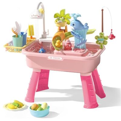Ngbbby Water Table for Toddlers 1-3, Kids Water Table, Electric Play Sink With Running & Removable Legs, Educational Play Sink With 180° Rotating Faucet for Park, Nursery, Garden, Style 1 Ngbbby Water Table for Toddlers 1-3, Kids Water Table, Electric Play Sink With Running & Removable Legs, Educational Play Sink With 180° Rotating Faucet for Park, Nursery, Garden, Style 1