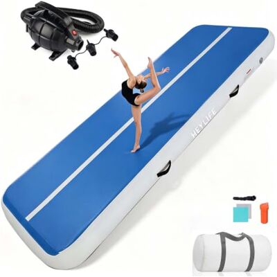 HEYLIFE Air Tumble Track Inflatable Gymnastic Mat 4 x 1 x 0.2 m Blue Tumbling Mat, 8 in Thickness, Waterproof PVC Stay Inflated Long-term, Foldable, with Air Pump for Gymnastics Cheer Dance Pool HEYLIFE Air Tumble Track Inflatable Gymnastic Mat 4 x 1 x 0.2 m Blue Tumbling Mat, 8 in Thickness, Waterproof PVC Stay Inflated Long-term, Foldable, with Air Pump for Gymnastics Cheer Dance Pool