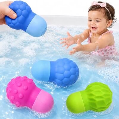 BelleStyle Baby Bath Toys Sensory Squeezing Water Squirter for Kids 1 2 3 4 Years Old Mould Free, Silicone Textured Fidget Toys, Bathtub, Swimming Pool, Beach, Outdoor Play, Floating Toys for Toddler Boys Girls BelleStyle Baby Bath Toys Sensory Squeezing Water Squirter for Kids 1 2 3 4 Years Old Mould Free, Silicone Textured Fidget Toys, Bathtub, Swimming Pool, Beach, Outdoor Play, Floating Toys for Toddler Boys Girls