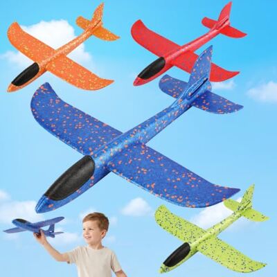 VCOSTORE 4 PCS Foam Glider Planes for Kids, 17.5''Large Airplane Toys EEP Polystyrene Aeroplane Toys, Sturdy Manual Flying Gliders, Ideal for Outdoor Family Sports, Parent-Kid Park and Beach VCOSTORE 4 PCS Foam Glider Planes for Kids, 17.5''Large Airplane Toys EEP Polystyrene Aeroplane Toys, Sturdy Manual Flying Gliders, Ideal for Outdoor Family Sports, Parent-Kid Park and Beach