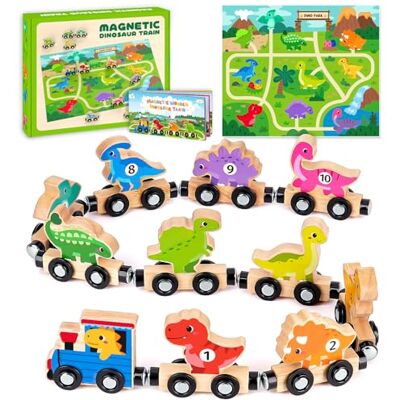 lelechong Toddler Dinosaur Toys for 1 2 3 Year Old Boys, Dinosaur Train Toys for Boys Montessori Toys for 1-3 Year Old, Wooden Magnetic Dinosaur Train Set for Boys age 2 3 4, First Birthday Gifts for Boys Girls lelechong Toddler Dinosaur Toys for 1 2 3 Year Old Boys, Dinosaur Train Toys for Boys Montessori Toys for 1-3 Year Old, Wooden Magnetic Dinosaur Train Set for Boys age 2 3 4, First Birthday Gifts for Boys Girls