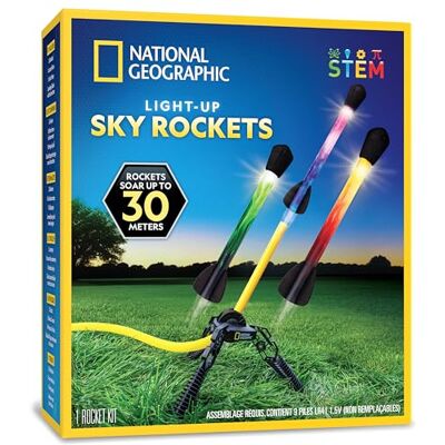 Blue Marble National Geographic Air Rocket Launcher Toy for Kids with LED Rockets Launches Up to 30.5 m, Air Powered, Foam-Tipped LED Rockets, Outdoor STEM Toy, Backyard Play, Active Play Blue Marble National Geographic Air Rocket Launcher Toy for Kids with LED Rockets Launches Up to 30.5 m, Air Powered, Foam-Tipped LED Rockets, Outdoor STEM Toy, Backyard Play, Active Play