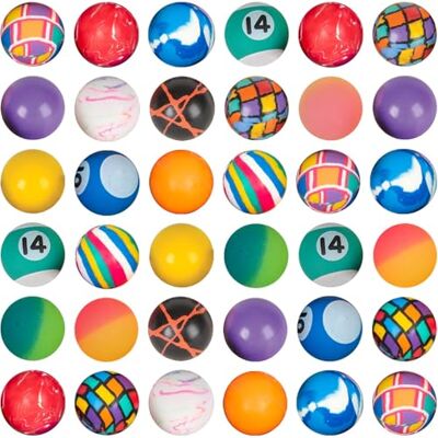 Bedwina Colorful Small Bouncy Balls in Bulk Pack of 36 (2.5cm/27mm) for Kids High bounce rubber ball assortment with assorted colors and designs, perfect for party favors, prizes, and active kids' play Bedwina Colorful Small Bouncy Balls in Bulk Pack of 36 (2.5cm/27mm) for Kids High bounce rubber ball assortment with assorted colors and designs, perfect for party favors, prizes, and active kids' play