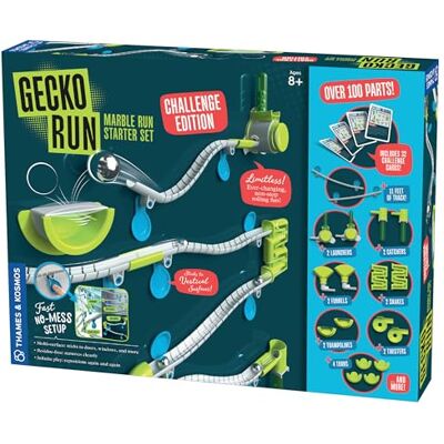 Thames & Kosmos Gecko Run Marble Run Challenge Edition by Vertical Marble Run w/Flexible Tracks, No-Mess Setup Challenge Cards for a Head-to-Head Engineering Design Game for Teams or Solo Play Thames & Kosmos Gecko Run Marble Run Challenge Edition by Vertical Marble Run w/Flexible Tracks, No-Mess Setup Challenge Cards for a Head-to-Head Engineering Design Game for Teams or Solo Play