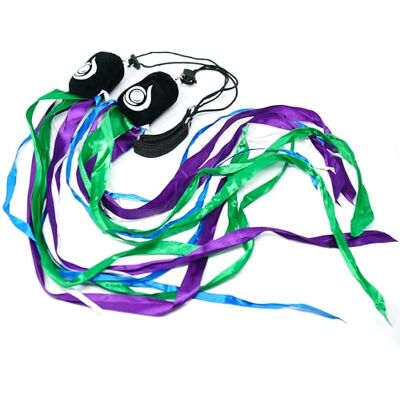 Mesika and Cascade Juggling Cascade Ribbon Poi Colourful Beginner Poi Set (Green/Purple/Blue/White) Mesika and Cascade Juggling Cascade Ribbon Poi Colourful Beginner Poi Set (Green/Purple/Blue/White)