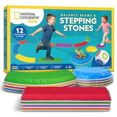 Blue Marble National Geographic Kids 12-Piece Balance Stepping Stones and Beams 12-Piece Course, Stepping Stones and Balance Beams, Foam Dice, Play & Learn Cards, Non-Slip Base, Active Play, Kids 3+ Blue Marble National Geographic Kids 12-Piece Balance Stepping Stones and Beams 12-Piece Course, Stepping Stones and Balance Beams, Foam Dice, Play & Learn Cards, Non-Slip Base, Active Play, Kids 3+