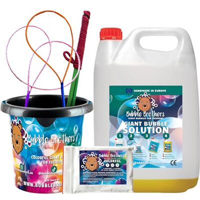 Bubble Brothers Giant Bubble Kit with Bucket 6-piece Set Giant Bubble Wands & Solution Unisex 3+ Years Bubble Brothers Giant Bubble Kit with Bucket 6-piece Set Giant Bubble Wands & Solution Unisex 3+ Years