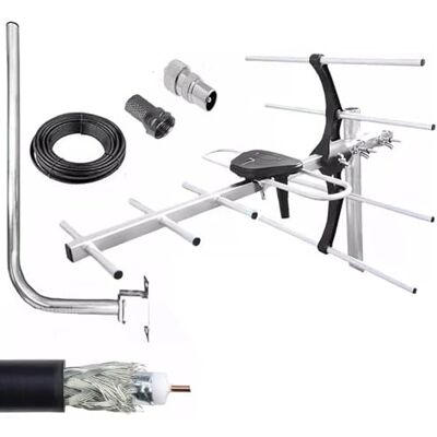 ATEK 4G-5G Outdoor Loft TV Aerial Antenna Kit Freeview HD External Long Range TV Aerial for Loft Antenna with 10 Meters RGB Cable Coaxial Male & Female Connectors Easy DIY Installation Ideal for Home Garage ATEK 4G-5G Outdoor Loft TV Aerial Antenna Kit Freeview HD External Long Range TV Aerial for Loft Antenna with 10 Meters RGB Cable Coaxial Male & Female Connectors Easy DIY Installation Ideal for Home Garage