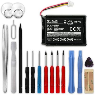 subtel 1x Battery for GPS/Navigation Compatible with Garmin Camper 780, Camper 770 LMT-D, Drive 61 LMT-S, 361-00056-08 (750mAh, 3.7V) + Tool-kit subtel 1x Battery for GPS/Navigation Compatible with Garmin Camper 780, Camper 770 LMT-D, Drive 61 LMT-S, 361-00056-08 (750mAh, 3.7V) + Tool-kit