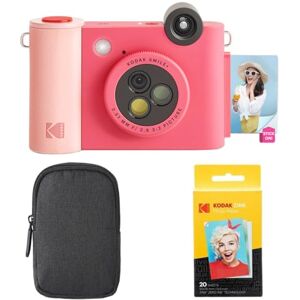 Kodak Smile+ 2-in-1 Digital Instant Camera & Photo Printer Starter Bundle Case + Zink 20pk Paper 10MP, Rotating Lens Fuchsia Kodak Smile+ 2-in-1 Digital Instant Camera & Photo Printer Starter Bundle Case + Zink 20pk Paper 10MP, Rotating Lens Fuchsia