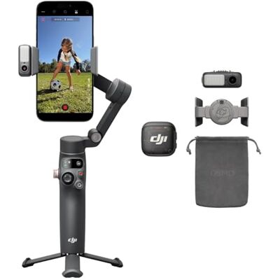 DJI Osmo Mobile 8 + Mic 3, Gimbal Stabilizer for Smartphones, AI Native Tracking With Audio & Lighting, Wireless Mic, Active Noise Canceling, 32-bit Float, Vlog DJI Osmo Mobile 8 + Mic 3, Gimbal Stabilizer for Smartphones, AI Native Tracking With Audio & Lighting, Wireless Mic, Active Noise Canceling, 32-bit Float, Vlog