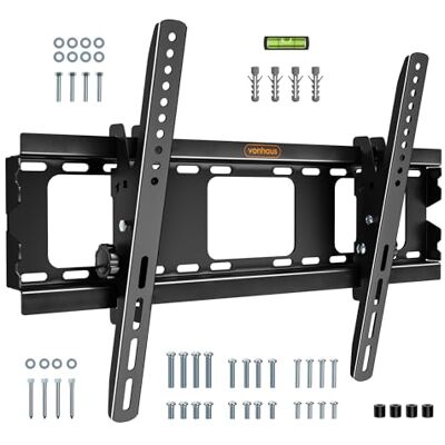 VonHaus TV Wall Bracket for 32-75" Screens, TV Bracket with Spirit Level, Flat to Wall Mount with Tilt, 75kg Capacity, Max VESA: 600x400mm VonHaus TV Wall Bracket for 32-75" Screens, TV Bracket with Spirit Level, Flat to Wall Mount with Tilt, 75kg Capacity, Max VESA: 600x400mm