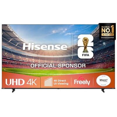 Hisense 85" 85A6QTUK 4K Ultra HD Smart TV AI TV 4K UHD, Hi-View AI Engine, Precision Colour, AI Smooth Motion, Sports Mode with Freely, Disney +, YouTube, Netflix Hisense 85" 85A6QTUK 4K Ultra HD Smart TV AI TV 4K UHD, Hi-View AI Engine, Precision Colour, AI Smooth Motion, Sports Mode with Freely, Disney +, YouTube, Netflix