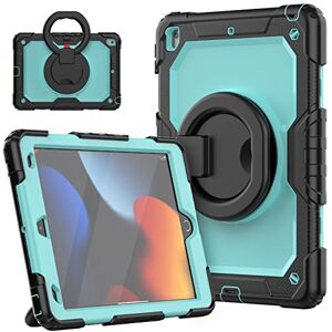 HUEZOE Case for iPad 10.2 Inch, Model 2021/2020/2019 Shockproof Full Body Protective Cover with 360 Degree Rotating Stand Shoulder Strap for iPad 9/8/7, Light Blue Black HUEZOE Case for iPad 10.2 Inch, Model 2021/2020/2019 Shockproof Full Body Protective Cover with 360 Degree Rotating Stand Shoulder Strap for iPad 9/8/7, Light Blue Black