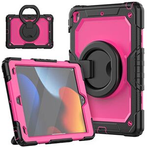 HUEZOE Case for iPad 10.2 Inch, Model 2021/2020/2019 Shockproof Full Body Protective Cover with 360 Degree Rotating Stand Shoulder Strap for iPad 9/8/7, Pink Black HUEZOE Case for iPad 10.2 Inch, Model 2021/2020/2019 Shockproof Full Body Protective Cover with 360 Degree Rotating Stand Shoulder Strap for iPad 9/8/7, Pink Black