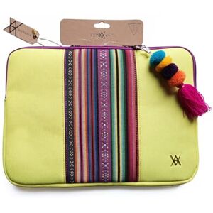 WONDEE Lemonade 14 Inch Laptop Sleeve with Decorative Embroidered Fabric Strip Ethnic Style – Briefcase/Laptop Sleeve Compatible with Macbook 14 Inch, Padded and Reinforced, Yellow WONDEE Lemonade 14 Inch Laptop Sleeve with Decorative Embroidered Fabric Strip Ethnic Style – Briefcase/Laptop Sleeve Compatible with Macbook 14 Inch, Padded and Reinforced, Yellow