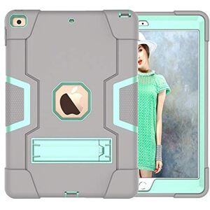 YEOU iPad 11 inch (2018/2020/2021/) iPad Air4 10.9 (2020)/iPad Air5 10.9 (2022 production case with kickstand, durable heavy shock absorber, hard hybrid three-layer protective cover. Grey and aqua. a YEOU iPad 11 inch (2018/2020/2021/) iPad Air4 10.9 (2020)/iPad Air5 10.9 (2022 production case with kickstand, durable heavy shock absorber, hard hybrid three-layer protective cover. Grey and aqua. a