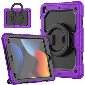 HUEZOE Case for iPad 10.2 Inch, Model 2021/2020/2019 Shockproof Full Body Protective Cover with 360 Degree Rotating Stand Shoulder Strap for iPad 9/8/7, Purple HUEZOE Case for iPad 10.2 Inch, Model 2021/2020/2019 Shockproof Full Body Protective Cover with 360 Degree Rotating Stand Shoulder Strap for iPad 9/8/7, Purple