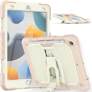 RUNNLY iPad 10.2 Inch 2021/2020/2019 Case with Handle Stand, Shockproof Protective Case with Pen Holder for iPad 9th 8th 7th Generation, White + Light Pink RUNNLY iPad 10.2 Inch 2021/2020/2019 Case with Handle Stand, Shockproof Protective Case with Pen Holder for iPad 9th 8th 7th Generation, White + Light Pink