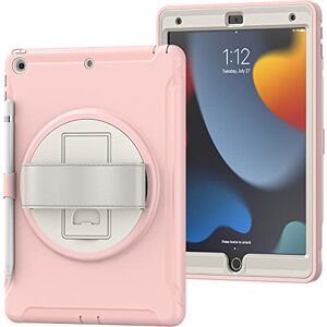 RUNNLY Case for iPad 10.2 Inch 9/8/7 Gen (2019/2020/2021) with Pen Slot, Shockproof Non-Slip Protective Case with Rotating Holder Hand Strap, Pink RUNNLY Case for iPad 10.2 Inch 9/8/7 Gen (2019/2020/2021) with Pen Slot, Shockproof Non-Slip Protective Case with Rotating Holder Hand Strap, Pink