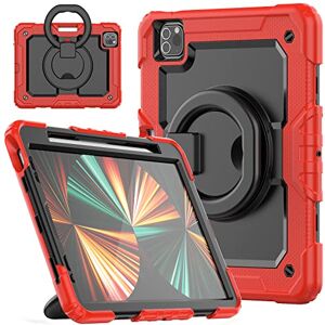 HUEZOE Compatible iPad Pro 11 Inch Case, Model 2021/2020/2018, Shockproof Protective Cover for Full Body Rugged with Swivel Holder/Pen Holder, Red HUEZOE Compatible iPad Pro 11 Inch Case, Model 2021/2020/2018, Shockproof Protective Cover for Full Body Rugged with Swivel Holder/Pen Holder, Red