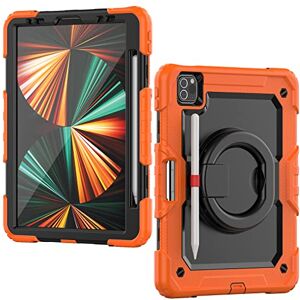 HUEZOE Case Compatible with iPad Pro 11 Inch, Model 2021/2020/2018, Full Body Shockproof Protection Cover Robust with Rotating Stand/Pen Holder, Orange HUEZOE Case Compatible with iPad Pro 11 Inch, Model 2021/2020/2018, Full Body Shockproof Protection Cover Robust with Rotating Stand/Pen Holder, Orange